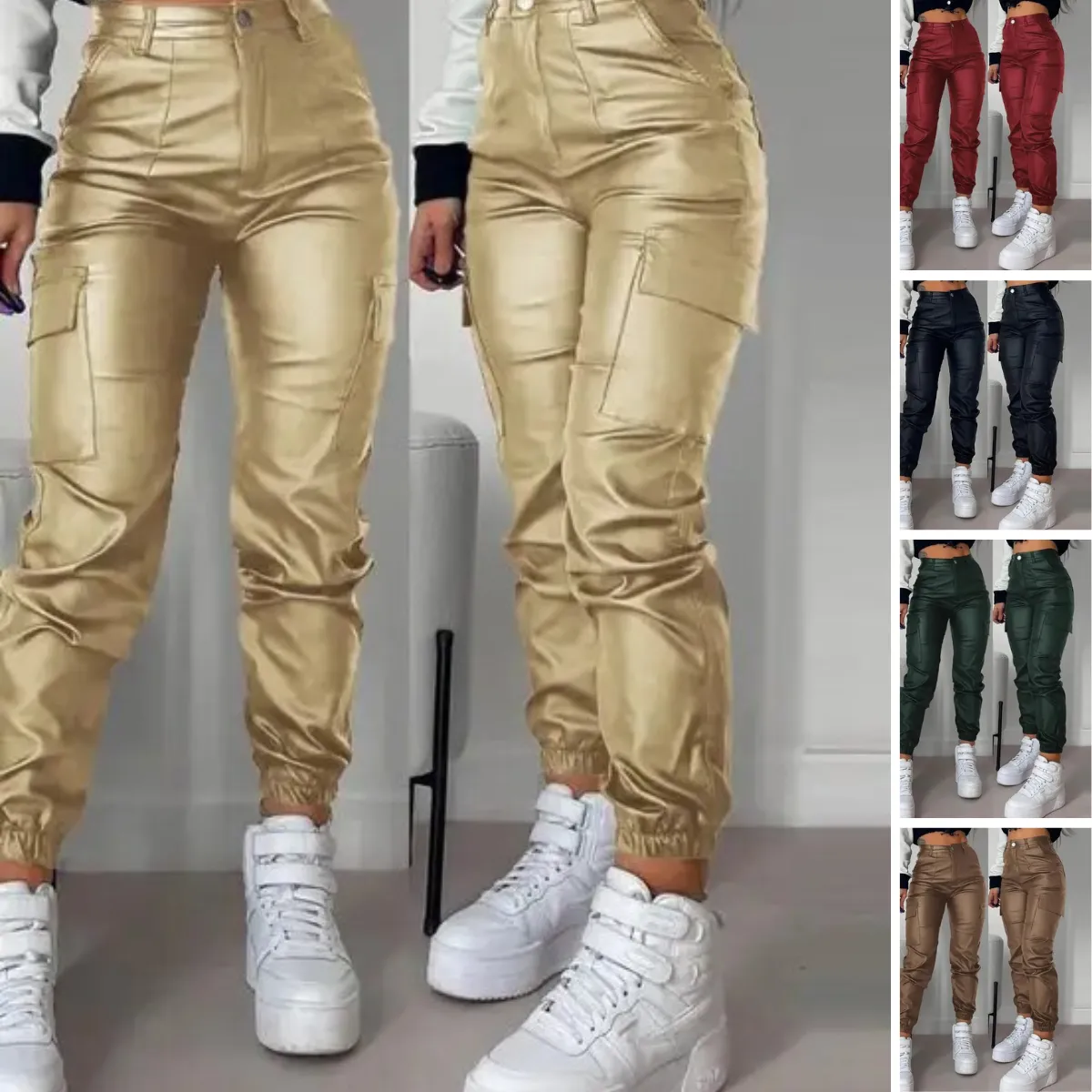 Heidi-Mode | Bequeme Vegane Leder Skinny Fit Hose - Ideal Für Herbst/Winter