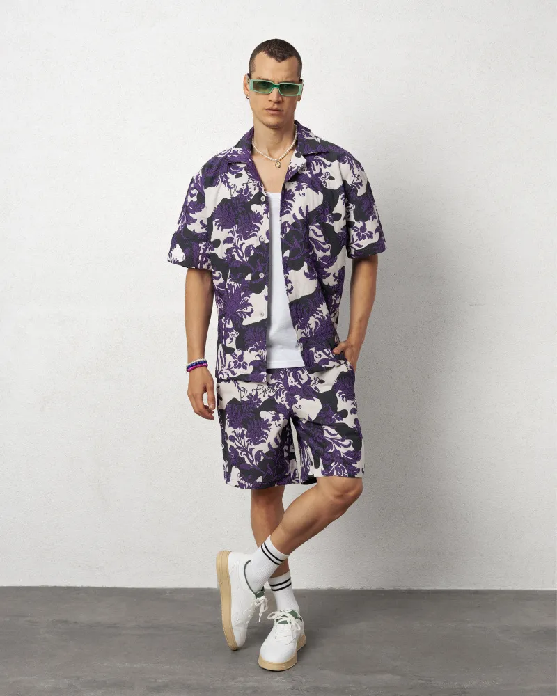 HEMD-SHORTS-SET MIT GEPRÄGTEM MATERIAL
