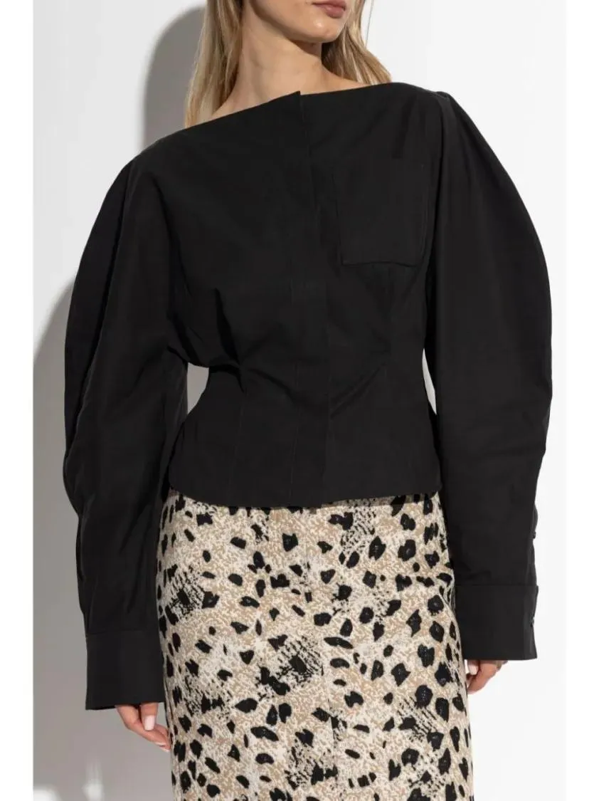   Jacquemus  Barco Shirt With Cut-Out Details Black  Hemden 