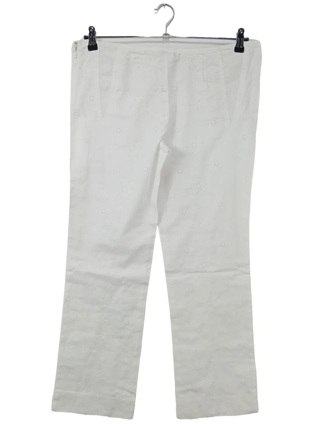 Moschino Stoffhose weiß Schriftzug gestickt Casual-Look