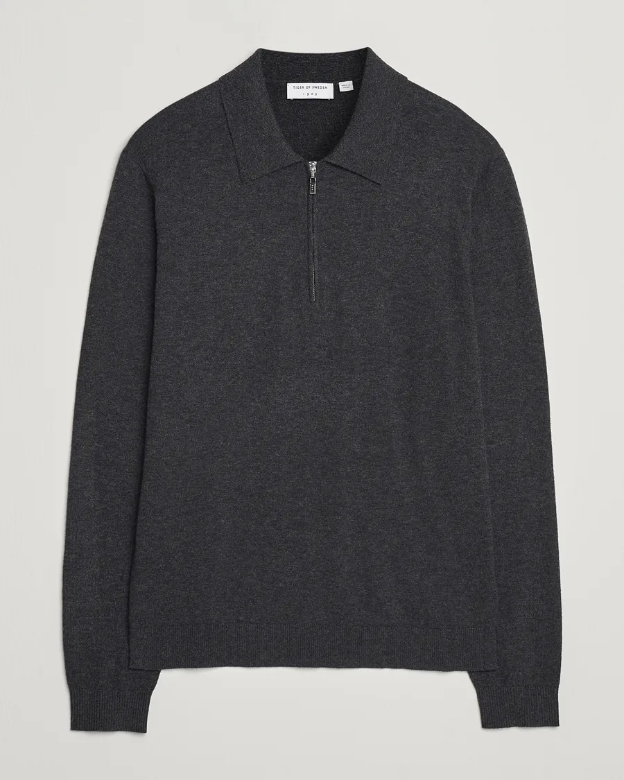 Orbit Wool/Cotton Half Zip Charcoal