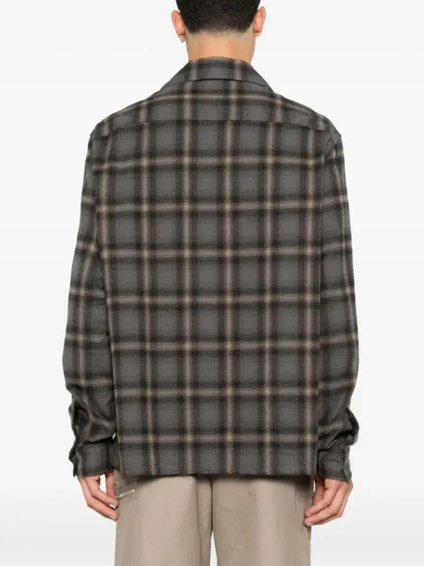  Our Legacy  Medium Grey Cotton Flannel Logo Shirt Grey  Hemden 